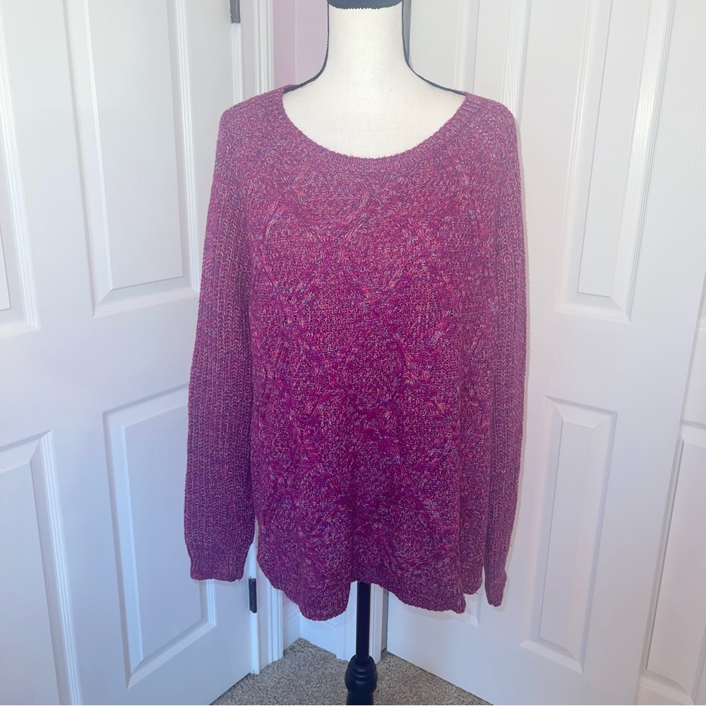 Faded Glory argyle front design multi colored long sleeve scoop neck sweater XL